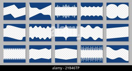 Abstract Divider Shapes for Websites Set. Design Elements for Top and Bottom Web Pages. Collection Shapes Border, Curved Frame Separators for Posters Stock Vector