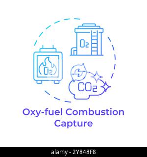Oxy-fuel combustion capture blue gradient concept icon Stock Vector