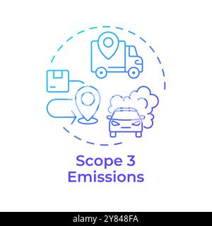 Scope 3 emissions blue gradient concept icon Stock Vector