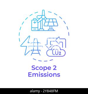 Scope 2 emissions blue gradient concept icon Stock Vector