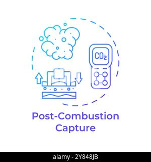 Post-combustion capture blue gradient concept icon Stock Vector
