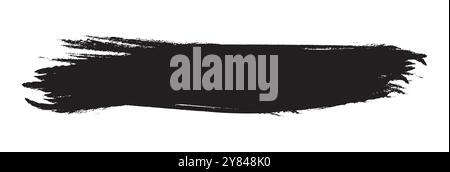 vector paint bold brush strokes, hand drawn thick grunge lines and rectangle shape. Sketchy bold horizontal line. Black ink brush stroke Grunge marker Stock Vector