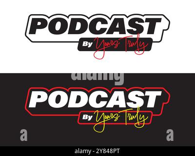 Podcast logo, Symbol icon for podcast live event, logo design template Stock Vector