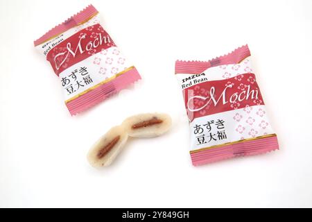 Royal Family Red Bean Mochi Japanese Rice Cakes made with Mochigome and Azuki Red Bean Paste Made in Taiwan Stock Photo