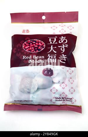 Royal Family Red Bean Mochi Japanese Rice Cakes made with Mochigome and Azuki Red Bean Paste Made in Taiwan Stock Photo