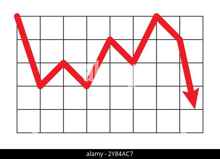 down arrow stock icon on white background. flat style. financial market crash icon for website design,  app, UI. graph chart downtrend symbol. charts Stock Vector