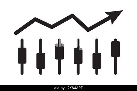 Candlestick chart icon. Forex or stocks trading. Professional sales. Stock market. Financial investment. uptrend market line symbol Stock Vector