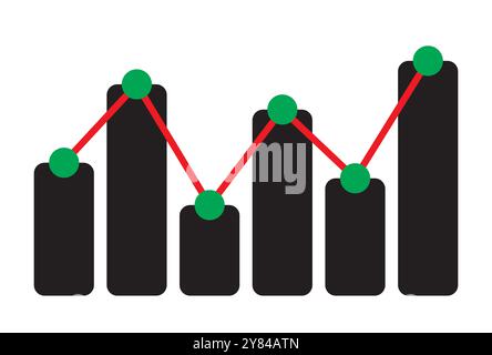 growing graph icon, graph bars up trend, stocks business and marketing theme, green and red, economic statistic Stock Vector