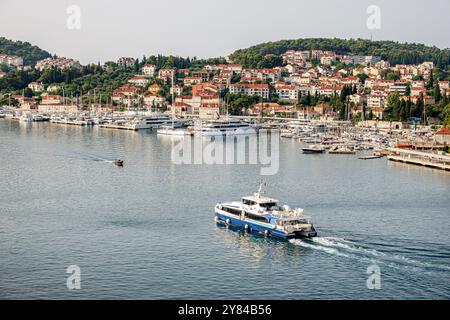 Dubrovnik Croatia,Port Gruz Luka Harbor Harbour,Adriatic Mediterranean Sea,Babin Kuk Lapad,Aenona Zadar TP Line,arriving passenger ferry ferryboat,hil Stock Photo