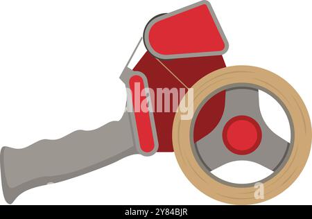 Tape gun dispenser with adhesive tape, work tool isolated Stock Vector
