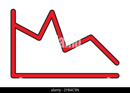 down arrow stock icon on white background. flat style. financial market crash icon for website design,  app, UI. graph chart downtrend symbol. chart Stock Vector