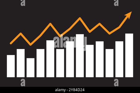 Growing graph icon. Growth success uptrend symbol. Growing graph icon. Growth chart icon. Growing bar graph. Vector illustration. Stock Vector