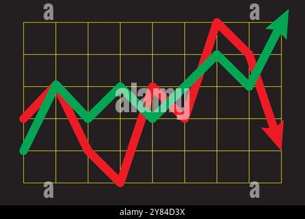 Profit and loss icon, arrow stocks illustration, business marketing icon, stocks market forex trading, upward and downward symbol, for presentation Stock Vector
