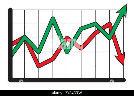 Profit and loss icon, arrow stocks illustration, business marketing icon, upward and downward symbol, for website mobile app presentation Stock Vector