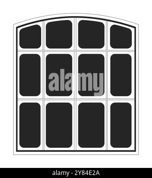 Frozen window black and white 2D line object Stock Vector