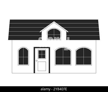 Countryside house black and white 2D line object Stock Vector