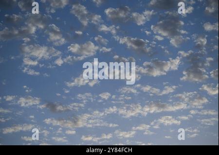 Small clouds on the blue sky, Bavaria, Germany, Europe Stock Photo