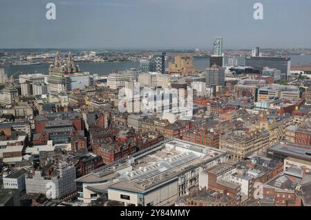 View From The St Johns Beacon Tower Liverpool England Great Britain On A Beautiful Summer Day With A Clear Blue Sky Stock Photo