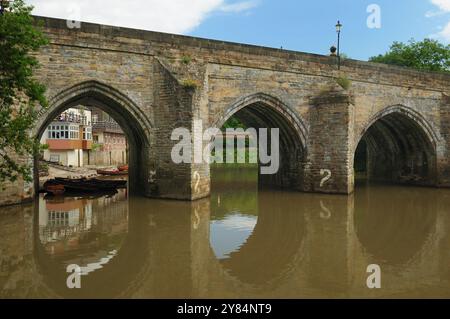 Historic Elvet Bridge In Durham England Great Britain On A Beautiful Summer Day With A Clear Blue Sky Stock Photo