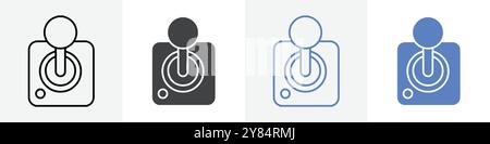 joystick icon linear thin line icon graphics set black and white Stock Vector