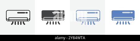 air condition icon linear thin line icon graphics set black and white Stock Vector