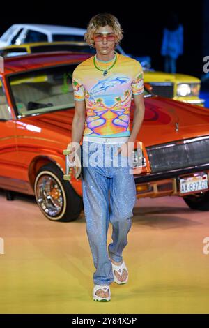 Paris, France. 26th Sep, 2024. A model is seen on the catwalk at the Casablanca fashion show during the Spring Summer 2025 Collections Fashion Show at Paris Fashion Week in Paris, France on September 26, 2024 (Photo by Jonas Gustavsson/Sipa USA) Credit: Sipa USA/Alamy Live News Stock Photo