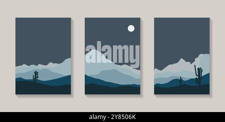 Stars, crescent, sun, leaf, feathers, heart shaped, moon phases, landscape. Stock Vector