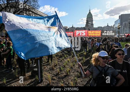 Buenos Aires, Argentina. 02nd Oct, 2024. People take part in a demonstration for an increase in funding for public universities. Credit: Fernando Gens/dpa/Alamy Live News Stock Photo