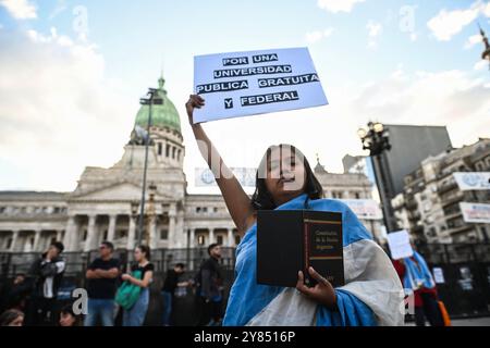 Buenos Aires, Argentina. 02nd Oct, 2024. People take part in a demonstration for an increase in funding for public universities. Credit: Fernando Gens/dpa/Alamy Live News Stock Photo