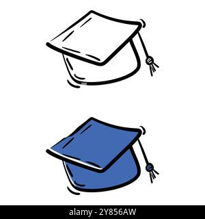graduation hat icon doodle illustration Stock Vector