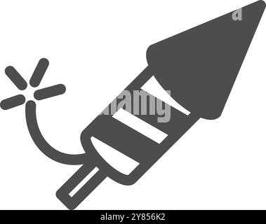 Fire cracker black icon. Party explosive symbol Stock Vector