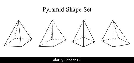 Pyramid Geometric Shape Black and White Set Stock Vector