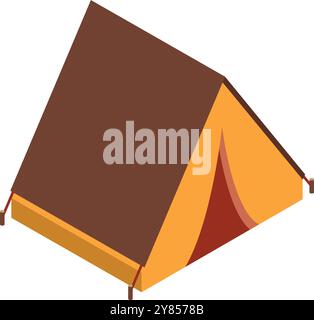 Camping tent isometric icon. Outdoor vacation travel Stock Vector