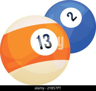 Billiard number balls. Pool game cartoon icon Stock Vector