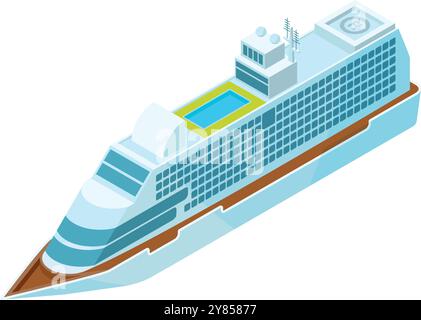 Cruise liner isometric icon. Nautical travel ship Stock Vector