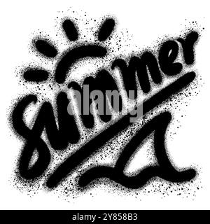 graffiti broken summer logo sprayed in black over white. Stock Vector