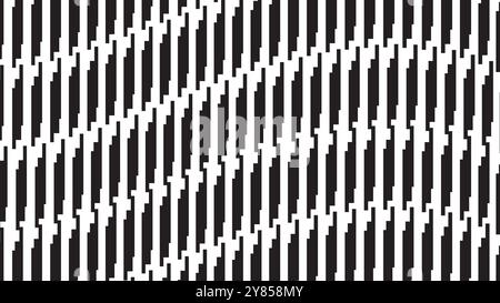 Abstract black and white batik pattern. Wavy vertical rectangle optical illusion, vector illustration background Stock Vector