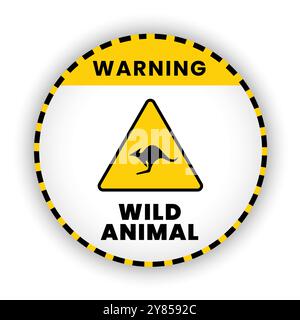Warning wild animal of road sign of crossing. Circle shape of warning signg vector illustration Stock Vector