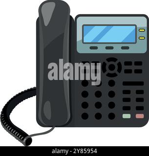 Landline office phone cartoon icon. Business communication symbol Stock Vector