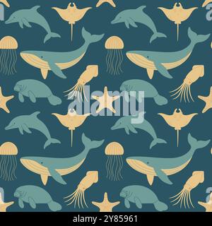 This image is a vector flat art seamless pattern. Stock Vector