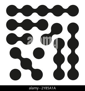 Abstract circle pattern. Simple geometric icons. Connected dot shapes. Vector graphic elements. Stock Vector
