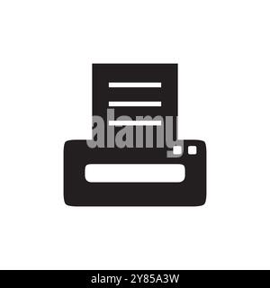 Printer icon. Simple office device. Black silhouette design. Vector illustration. Stock Vector