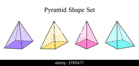 Colorful Pyramid Geometric Shape Set Education Illustration Stock Vector