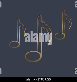 Set of three luxury music symbol, icon, vector musical elements design, vector illustration Stock Vector