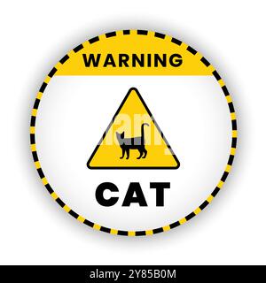 Warning of cat sign, banner, symbol on yellow background. vector banner for warning Stock Vector