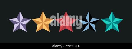 Colorful Five stars used in quality rating icons, symbols. Vector illustration Stock Vector