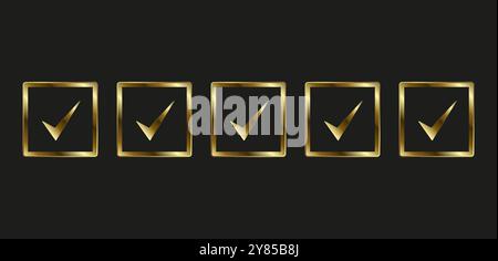Five selection check Boxes in check and selection symbol, icon, mark Vector Illustration Stock Vector