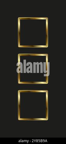 3 Boxes in gold color concepts and selection symbol, icon, mark Vector Illustration design Stock Vector