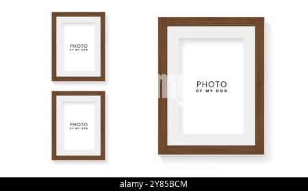 Set of two frames mock up on isolated white wall design, 2 photo frames mock up vector illustration Stock Vector