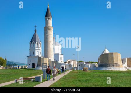 BULGAR, RUSSIA - SEPTEMBER 02, 2024: Tourists on the territory of the historical and archaeological complex of Bolgar. Republic of Tatarstan Stock Photo